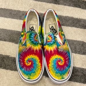 Tie dye Vans slip ons. Women’s 7.5 or men’s 6. Worn once
